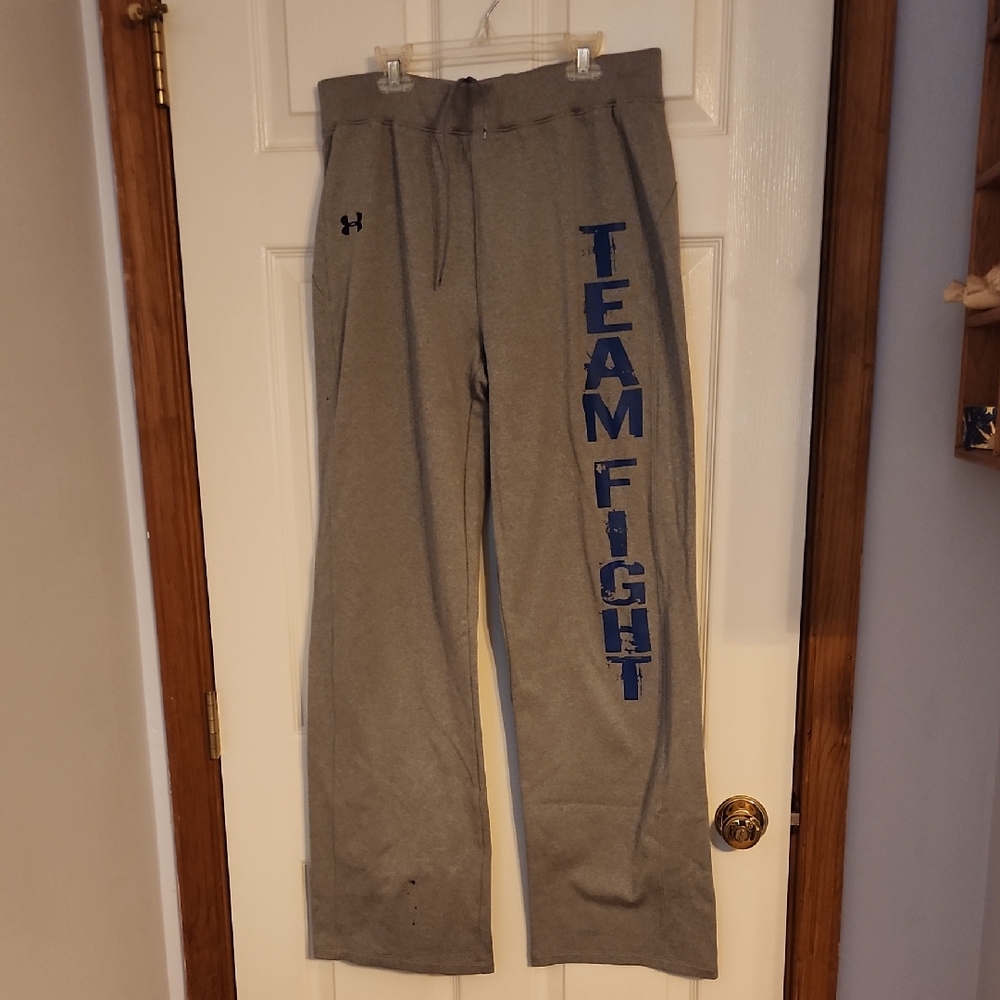 Under Armour Gray Sweatpants with Blue Print